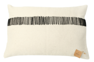 El Dokuması Pamuk Dikdörtgen Yastık – Black Stitches