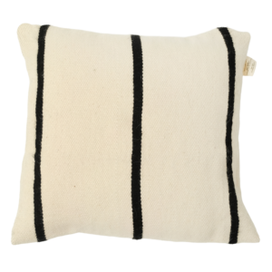 El Dokuması Yün Kare Yastık – Siyah Tre Linee