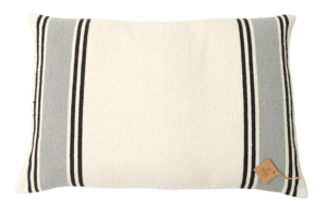 El Dokuması Yün Dikdörtgen Yastık – Grey & Black Stripes