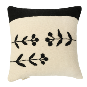 El Dokuması Yün Kare Yastık – Siyah Piante