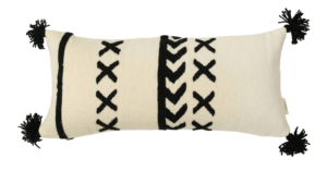 El Dokuması Yün Kare Yastık – Siyah Cross Stitch