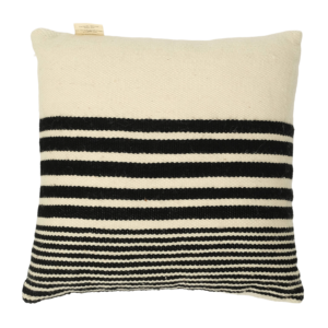 El Dokuması Yün Kare Yastık – Siyah Multiplo