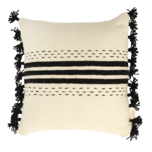 El Dokuması Yün Kare Yastık – Siyah Trattini