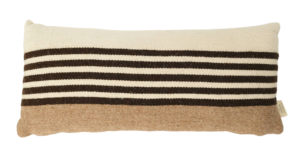 El Dokuması Yün Yastık – Toprak Tonları Karamel ve Çikolata Çizgili