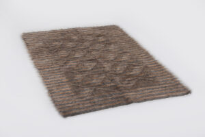 El Dokuması Mohair & Yün Kilim – Grey & Camel Stripes