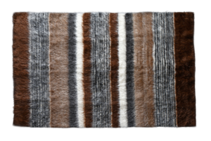 El Dokuması Mohair & Yün Kilim – Black & Brown Stripes with Black Border